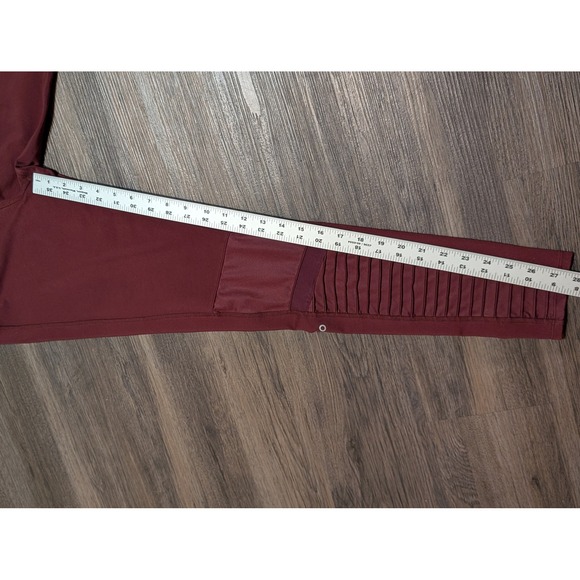 Alo Yoga High Waist Moto Leggings Burgundy Ribbed Panel Workout Medium READ - Picture 3 of 4